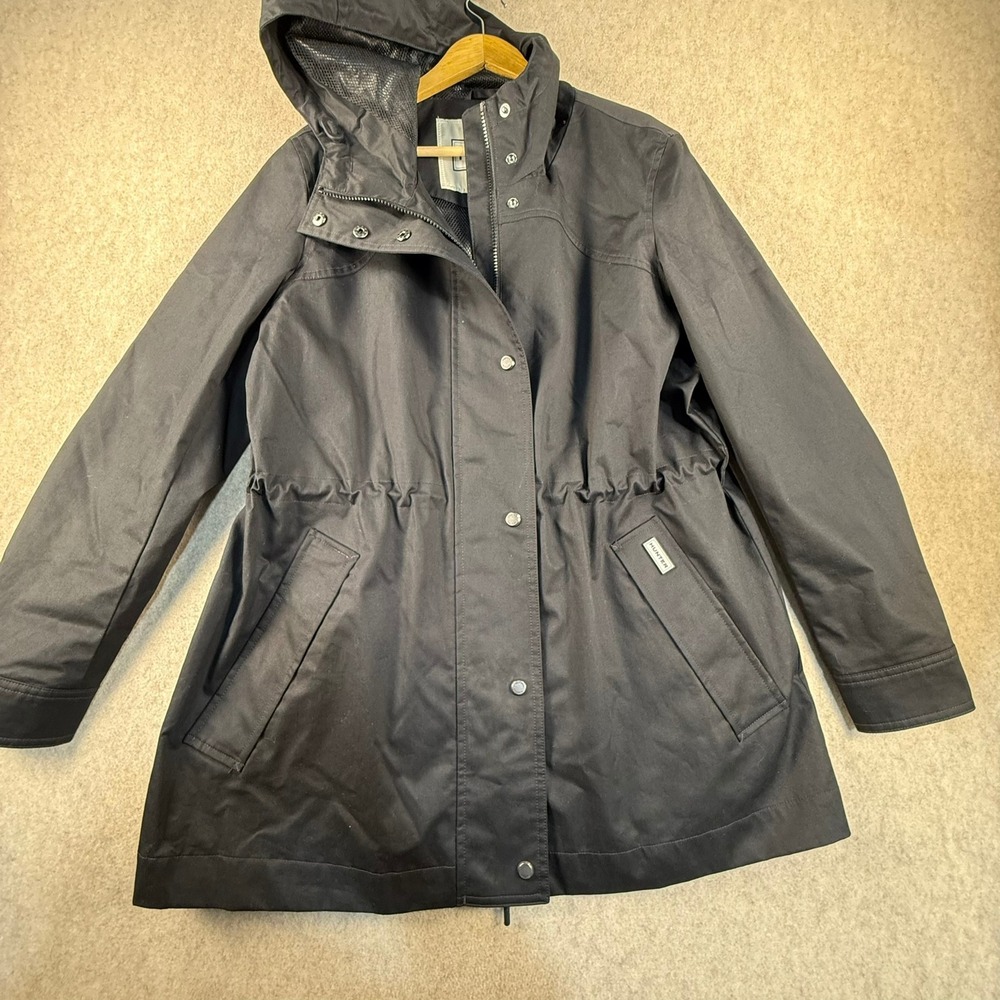 Hunter Original Cotton Hunting Coat Black Hooded Rain Jacket Womens Large
